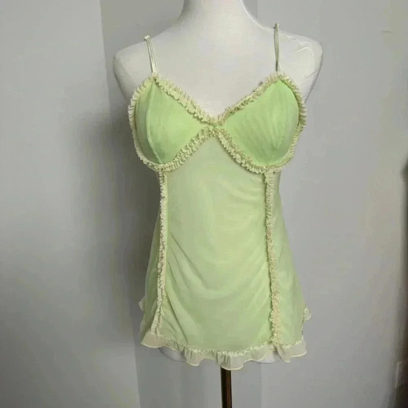 La vie en rose y2k  neon green slip chemise S - Picture 2 of 5